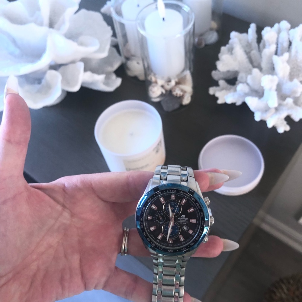 Stainless Steel Men's Chronograph Watch - Blue Dial